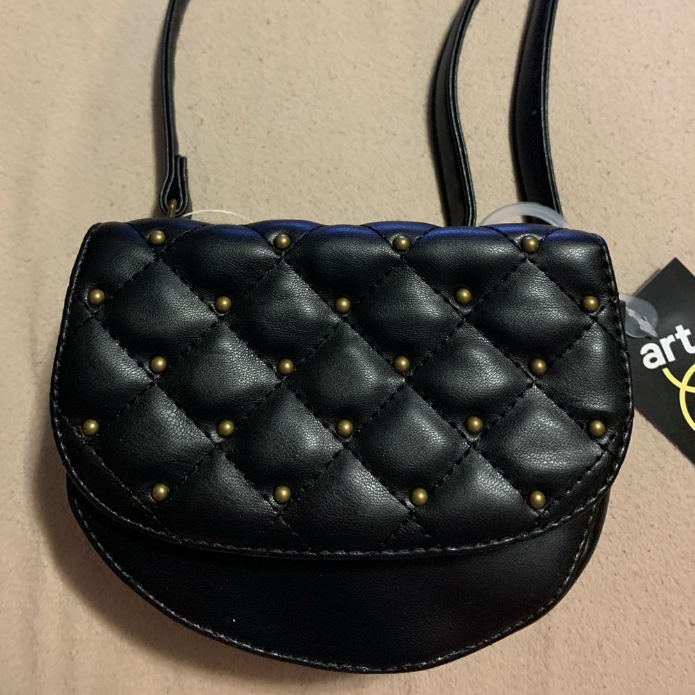 Girls Studded Crossbody Bag - Black